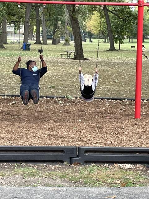 Students on Swings