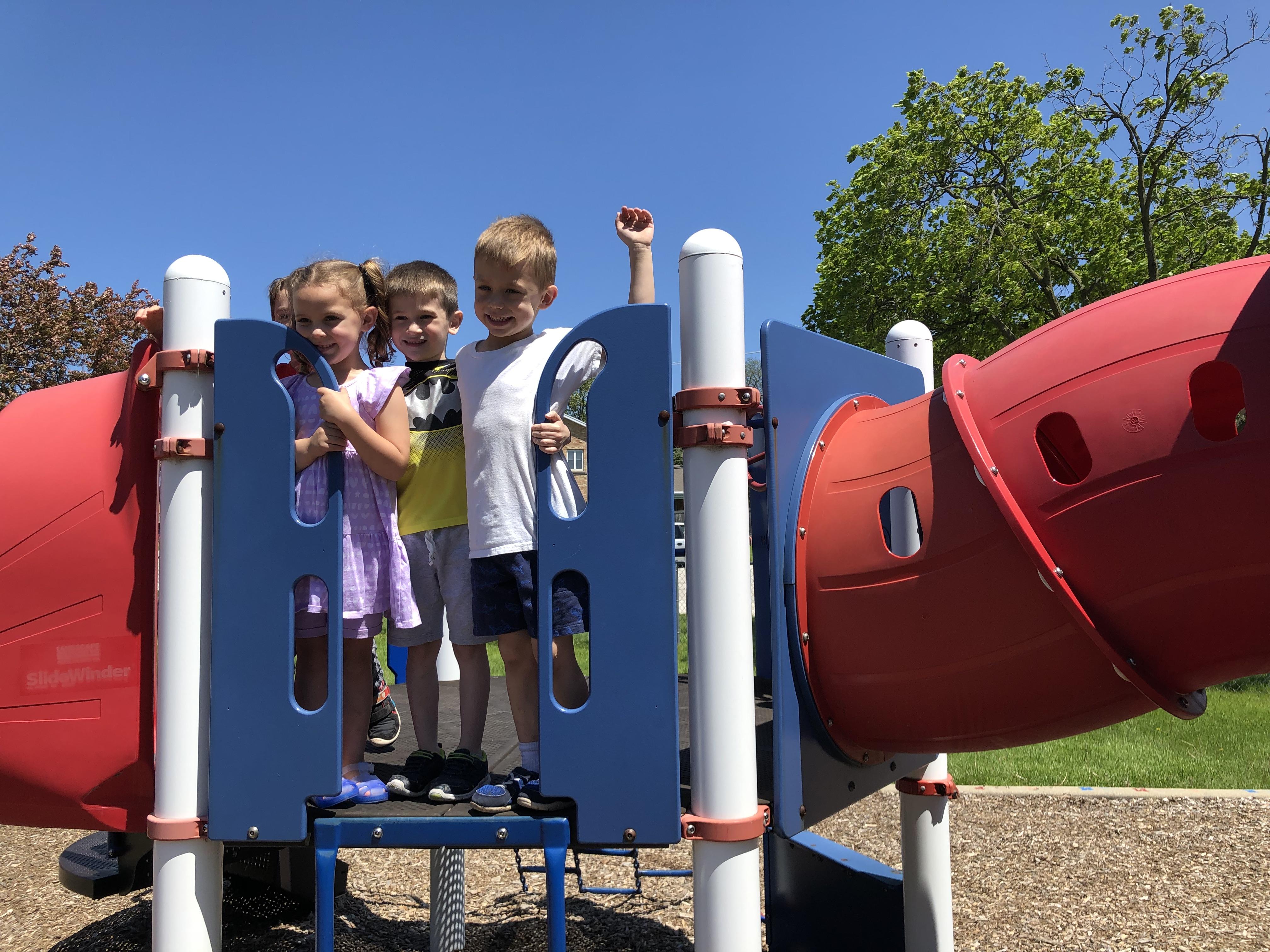 Students on play set